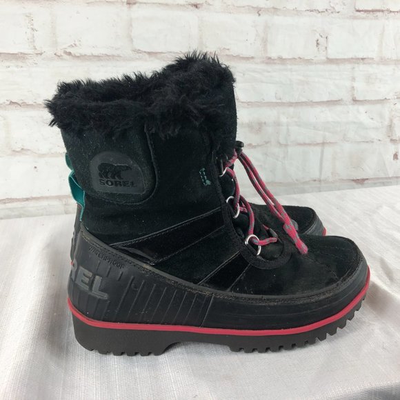 Sorel Girls Womens 5 Tivoli II Black Faux Fur Insulated Wedge Winter Boots - Picture 6 of 9